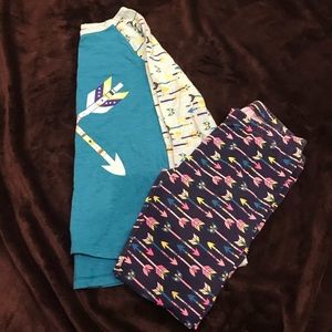 Girls Outfit Sz 10/12 Shirt & Leggings